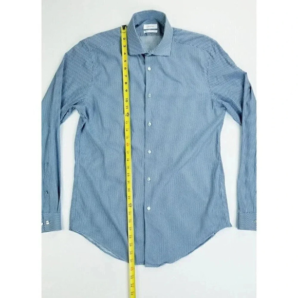 Calvin Klein Medium 15-15.5 slim Fit Spread Collar 4 Way Stretch Mini Polka Dots - Picture 9 of 11